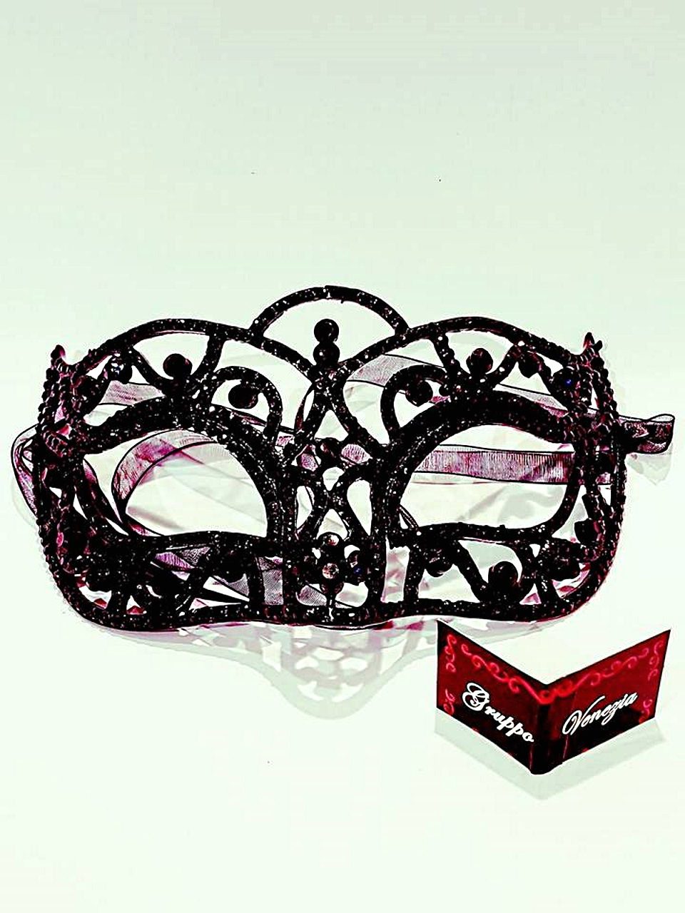 Maschera veneziana colombina metallo strass