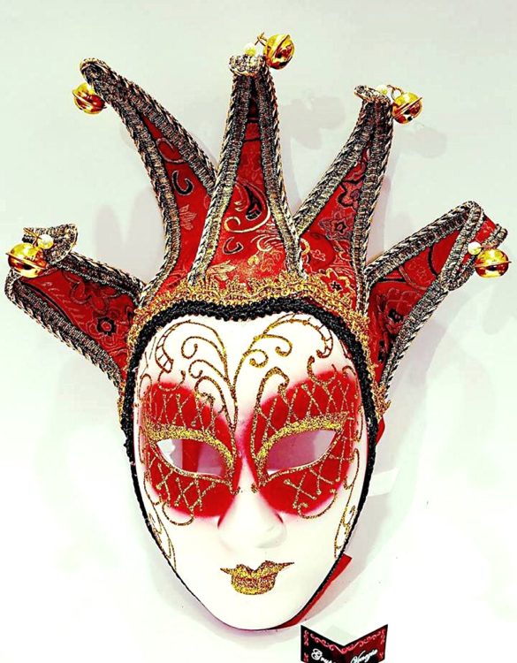 Maschera Jolly in cartapesta con punte 40 x 30 cm