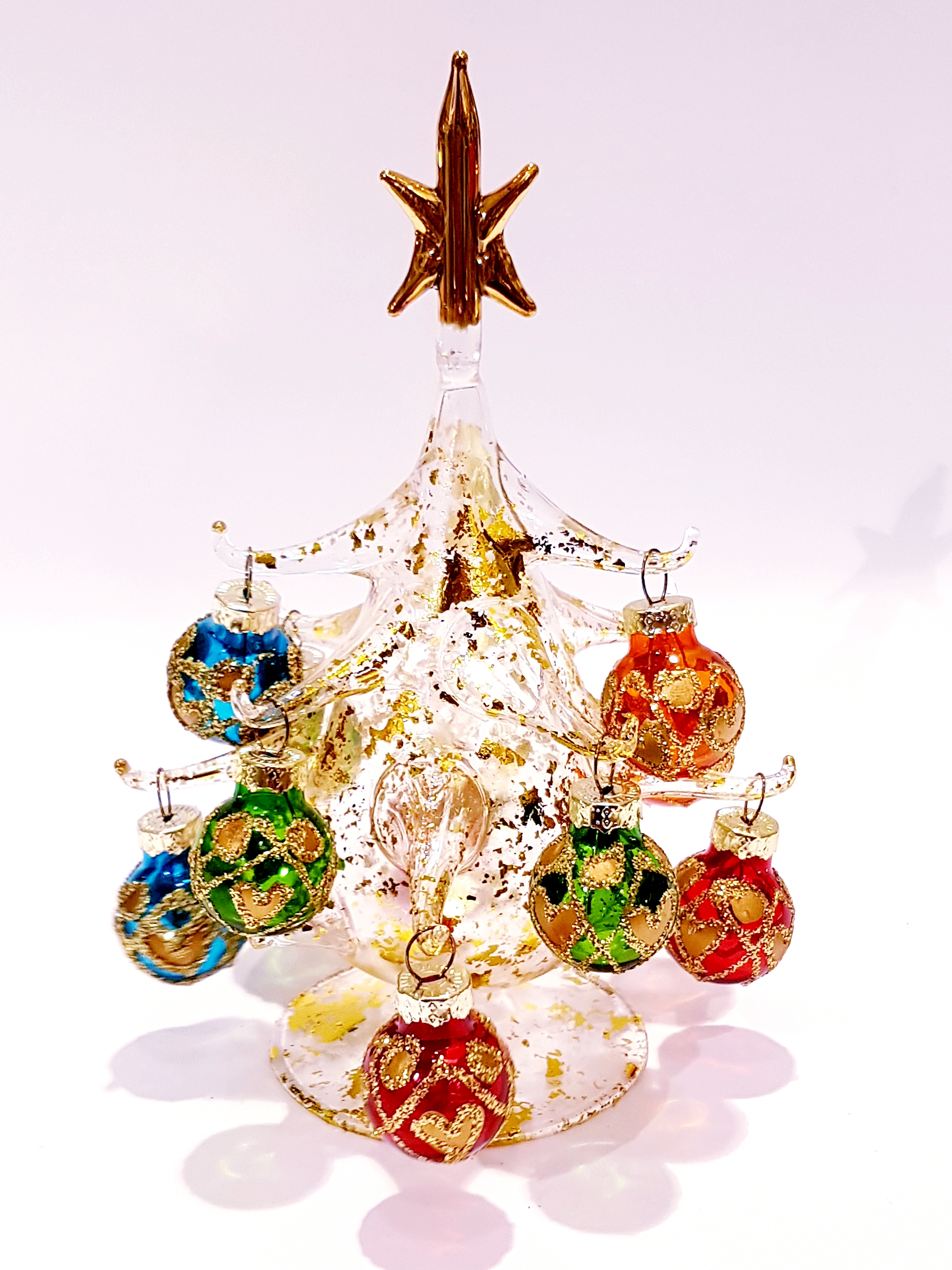 Decorazioni Natalizie In Vetro Soffiato.Albero Di Natale In Vetro Soffiato Dorato Medio Venturini Souvenirs Vetro Di Murano E Souvenirs