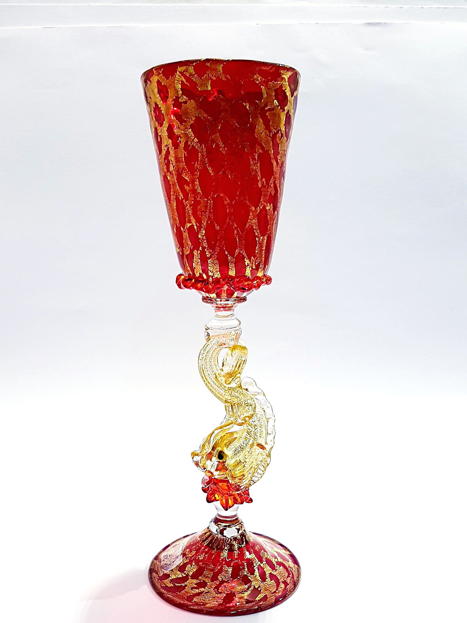 Bicchiere rosso vetro di Murano