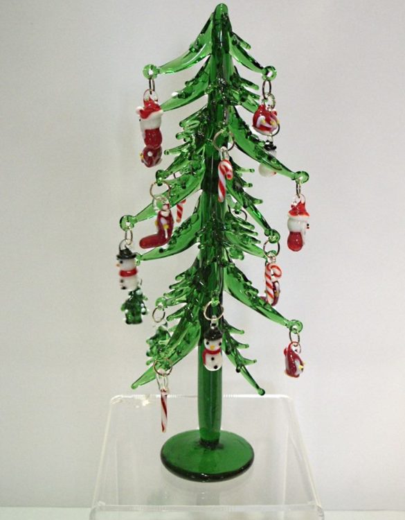 Albero di natale in vetro verde grande