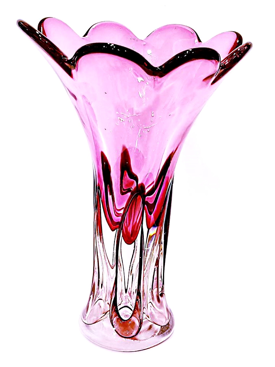 Vaso vetro lungo rosa a punte