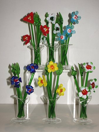 Fiori di vetro con vasetto — Venturini Souvenirs - Vetro di Murano e  Souvenirs