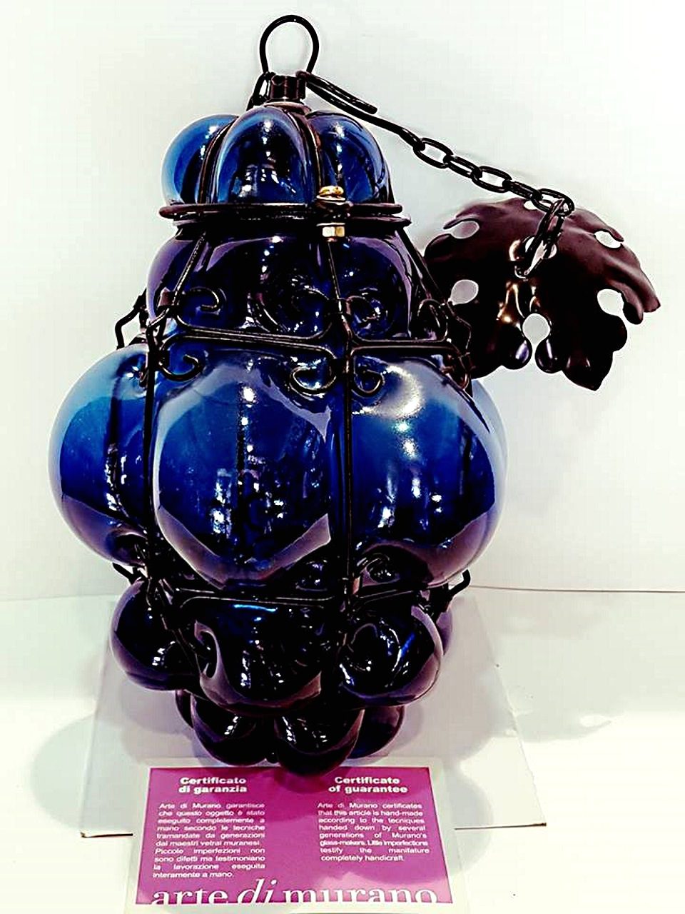 Lanterna veneziana in vetro artistico colore blu