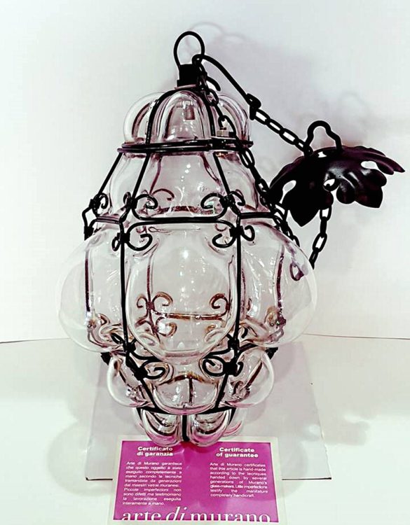Lanterna veneziana in vetro di Murano bianca