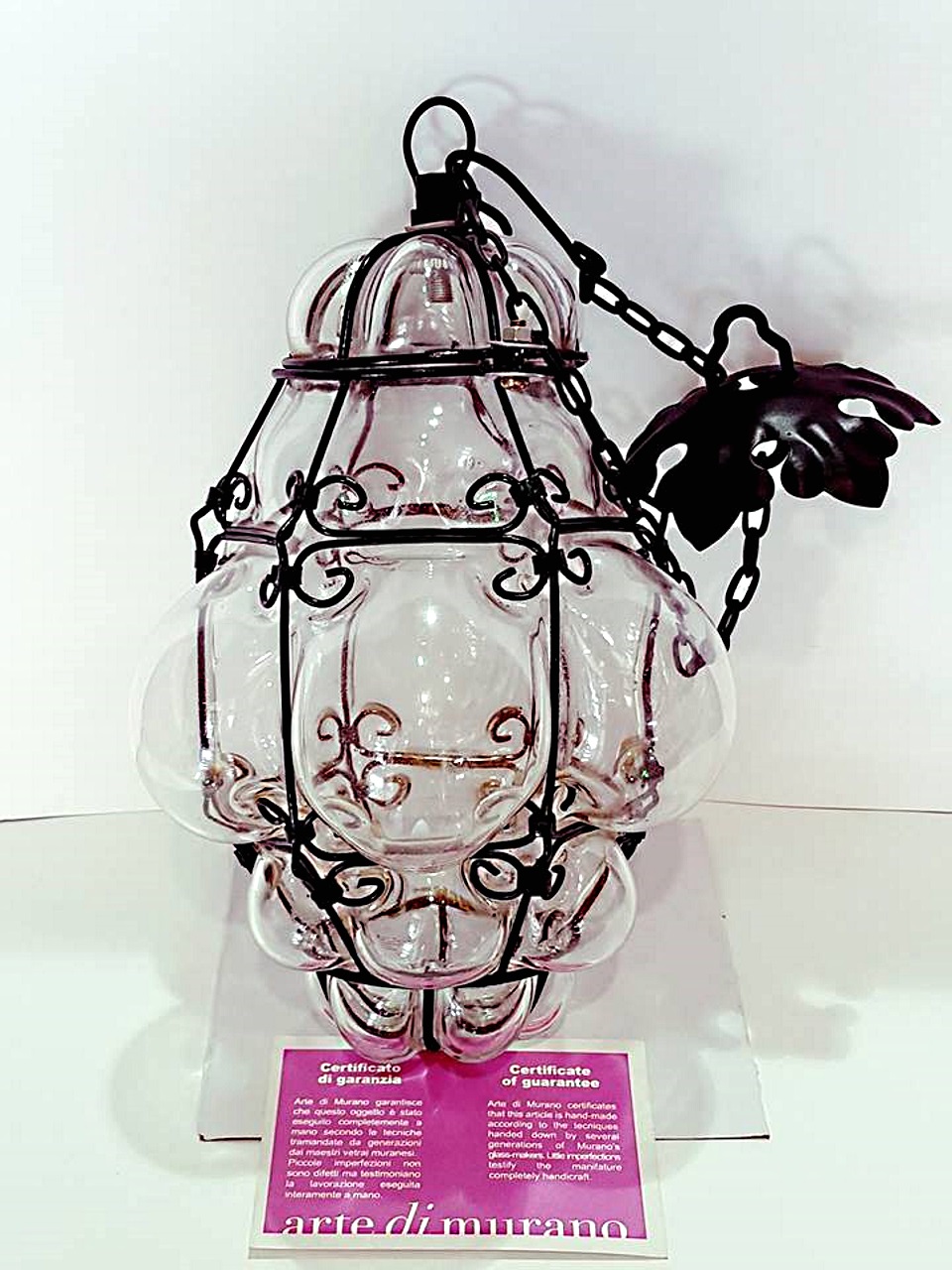 Lanterna veneziana in vetro di Murano bianca