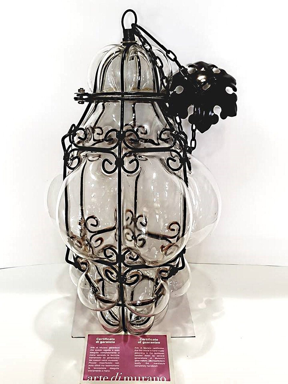 Lanterna veneziana grande in vetro artistico colore bianco