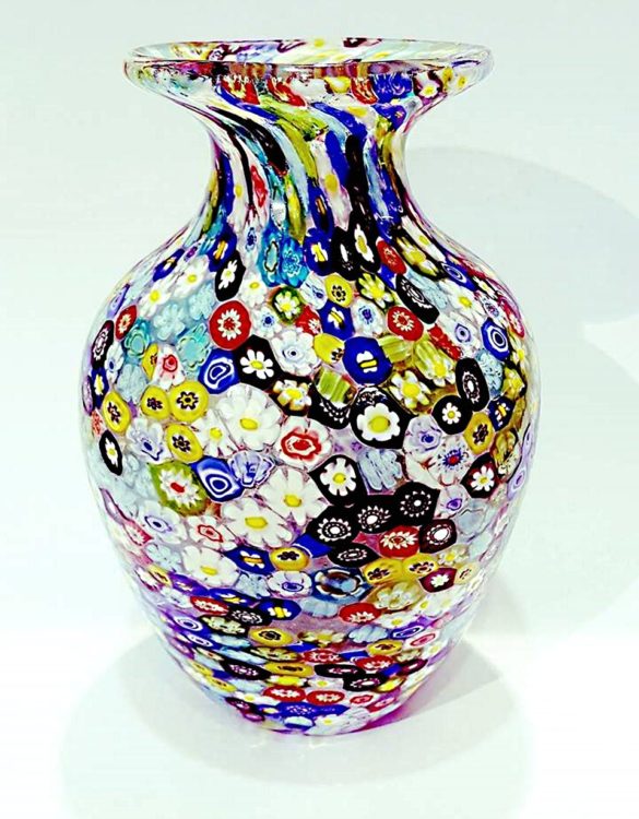 Vaso bombato con murrine