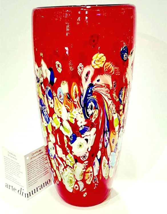 Vaso rosso con murrine