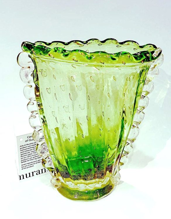 Vaso in vetro di murano verde