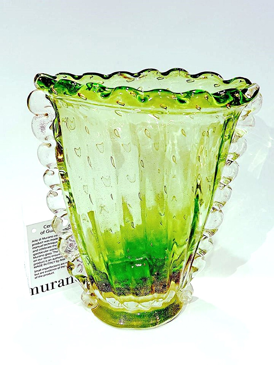 Vaso in vetro di murano verde