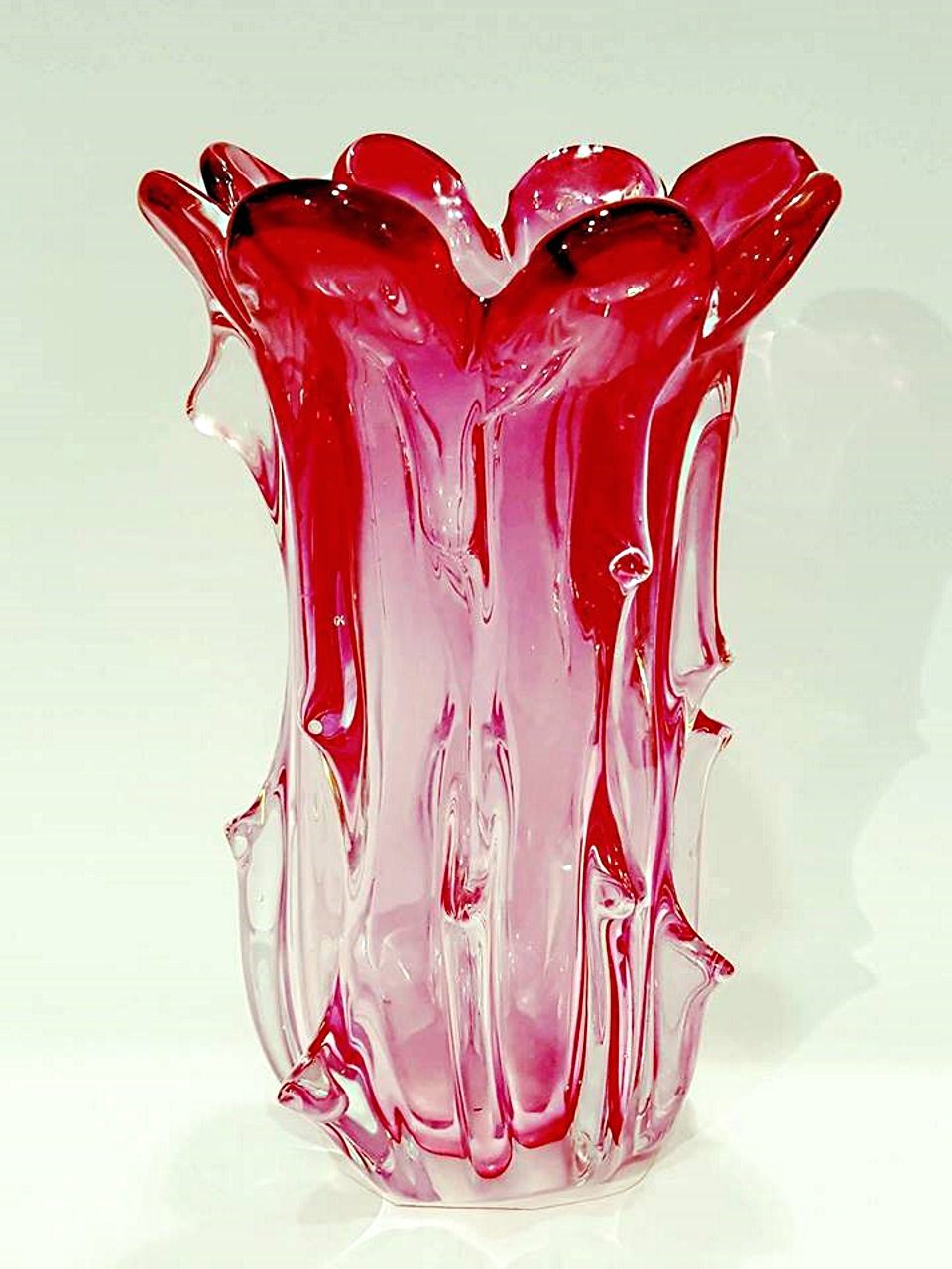 Vaso vetro rosa a tronco