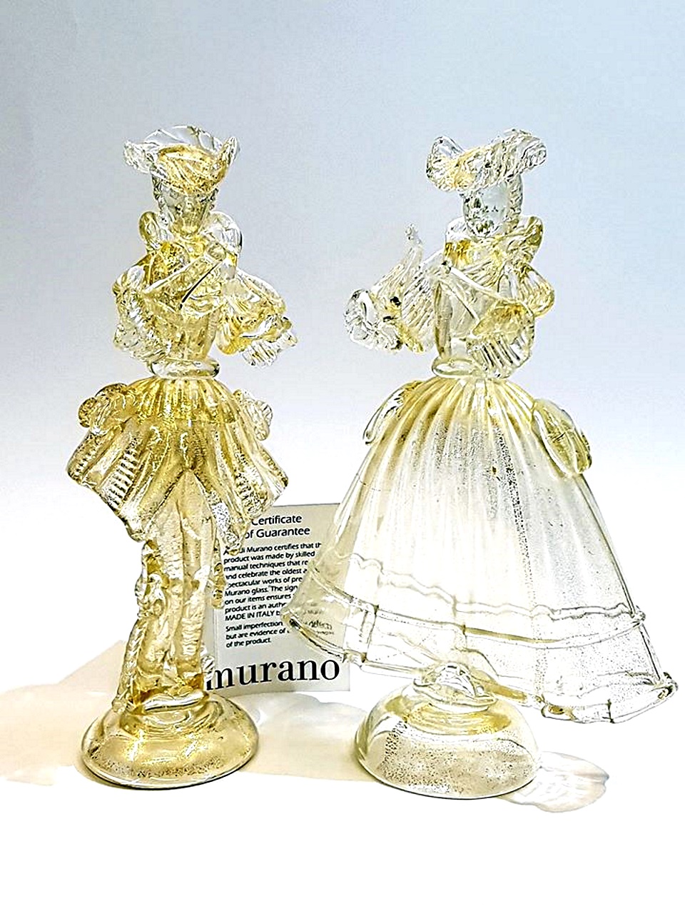 Dama e cavaliere in vetro di murano oro