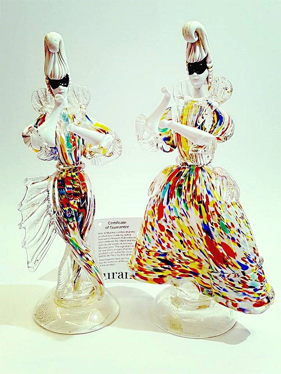 Dama e cavaliere arlecchino in vetro di murano