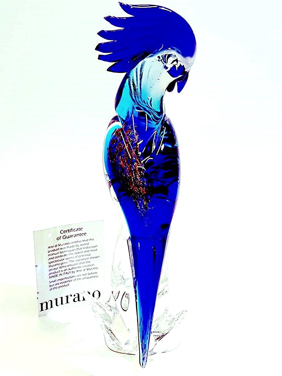 Pappagallo blu in vetro di murano