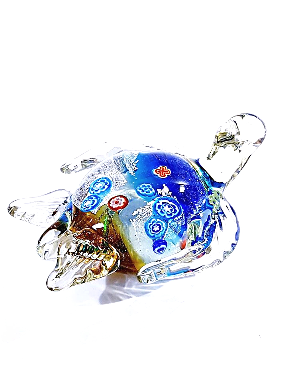 Tartaruga marrone e blu con murrina vetro murano