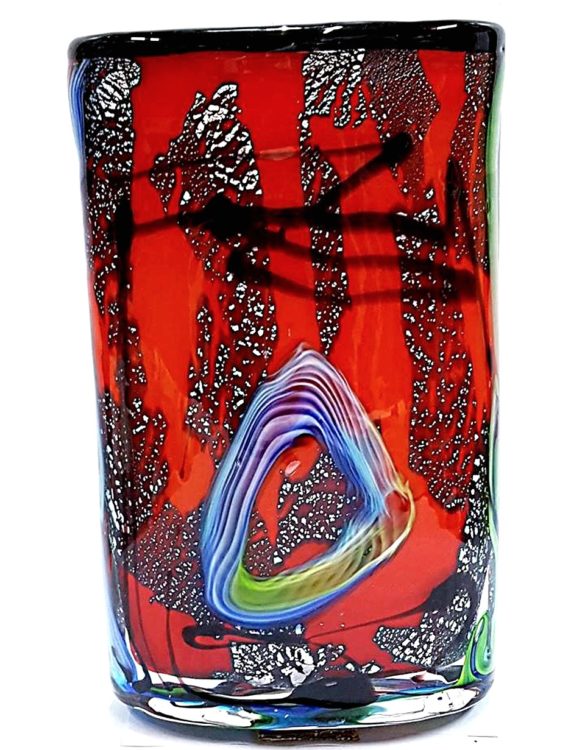 Vaso avventurina rosso ovale