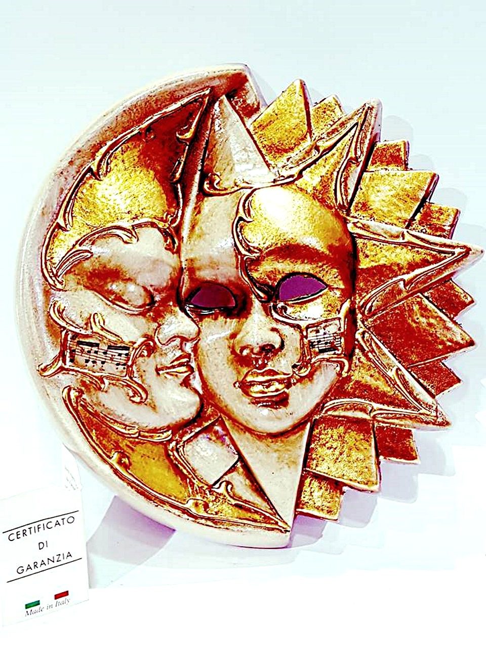 Maschera veneziana sole luna ceramica