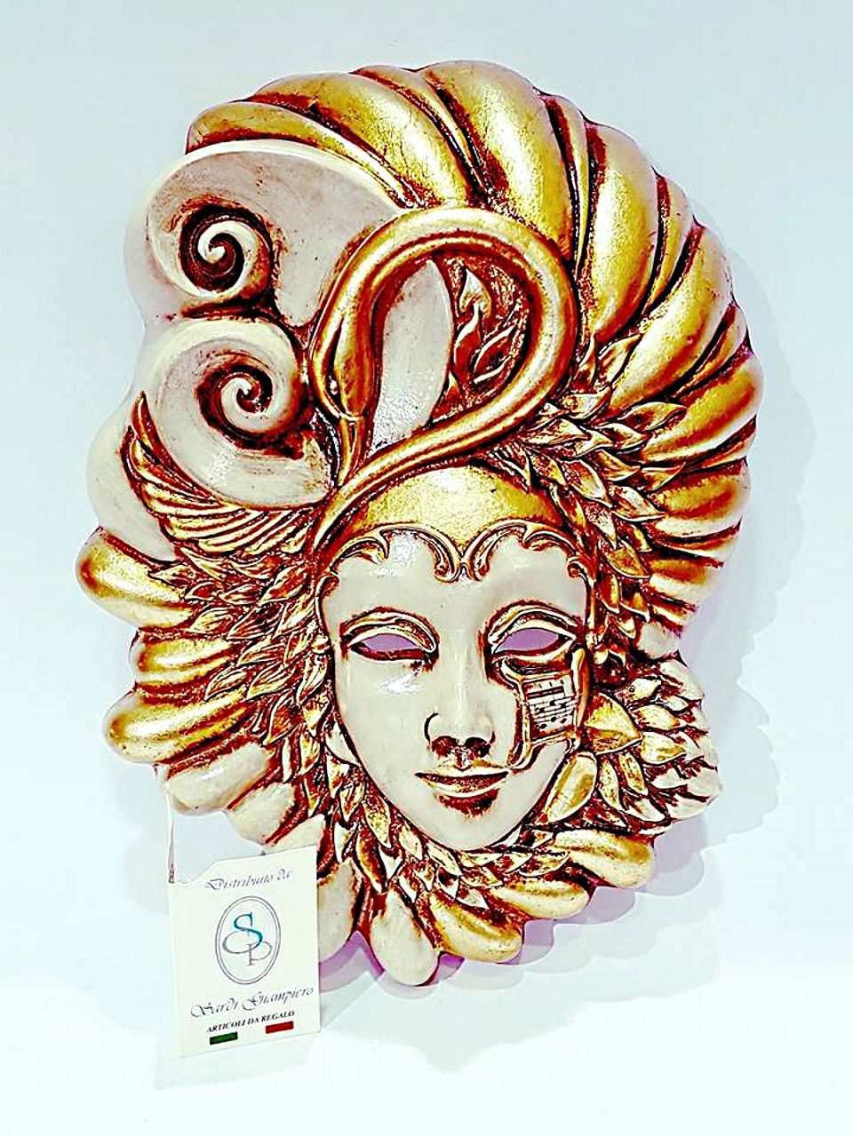 Maschera veneziana cigno ceramica