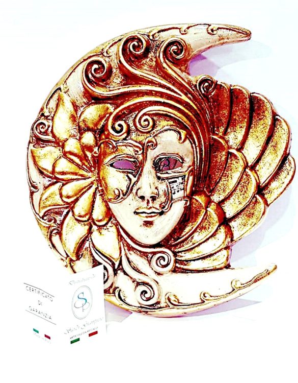 Maschera veneziana luna ceramica