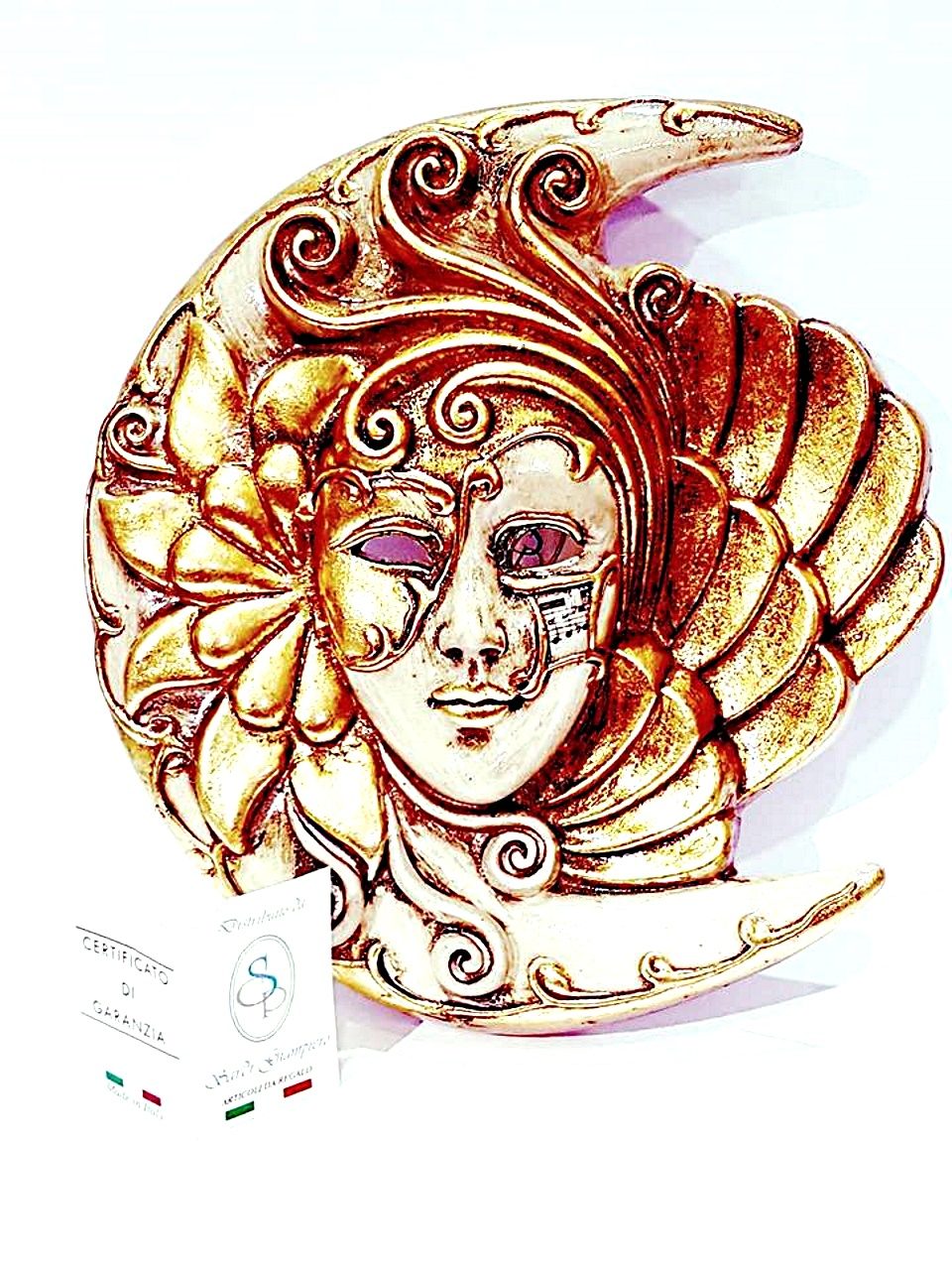 Maschera veneziana luna ceramica