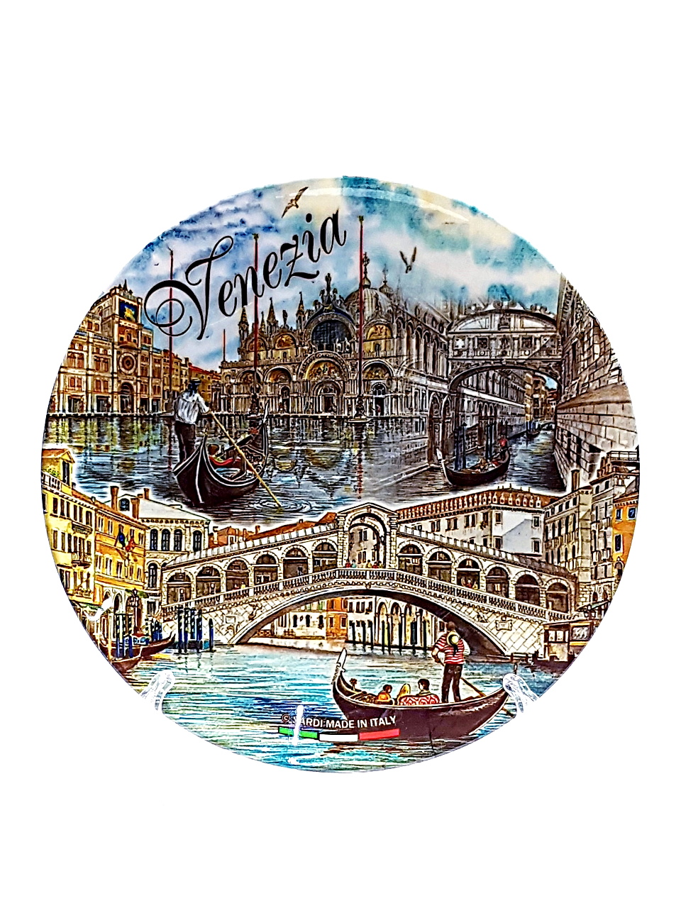 Piatto Venezia in ceramica tre vedute