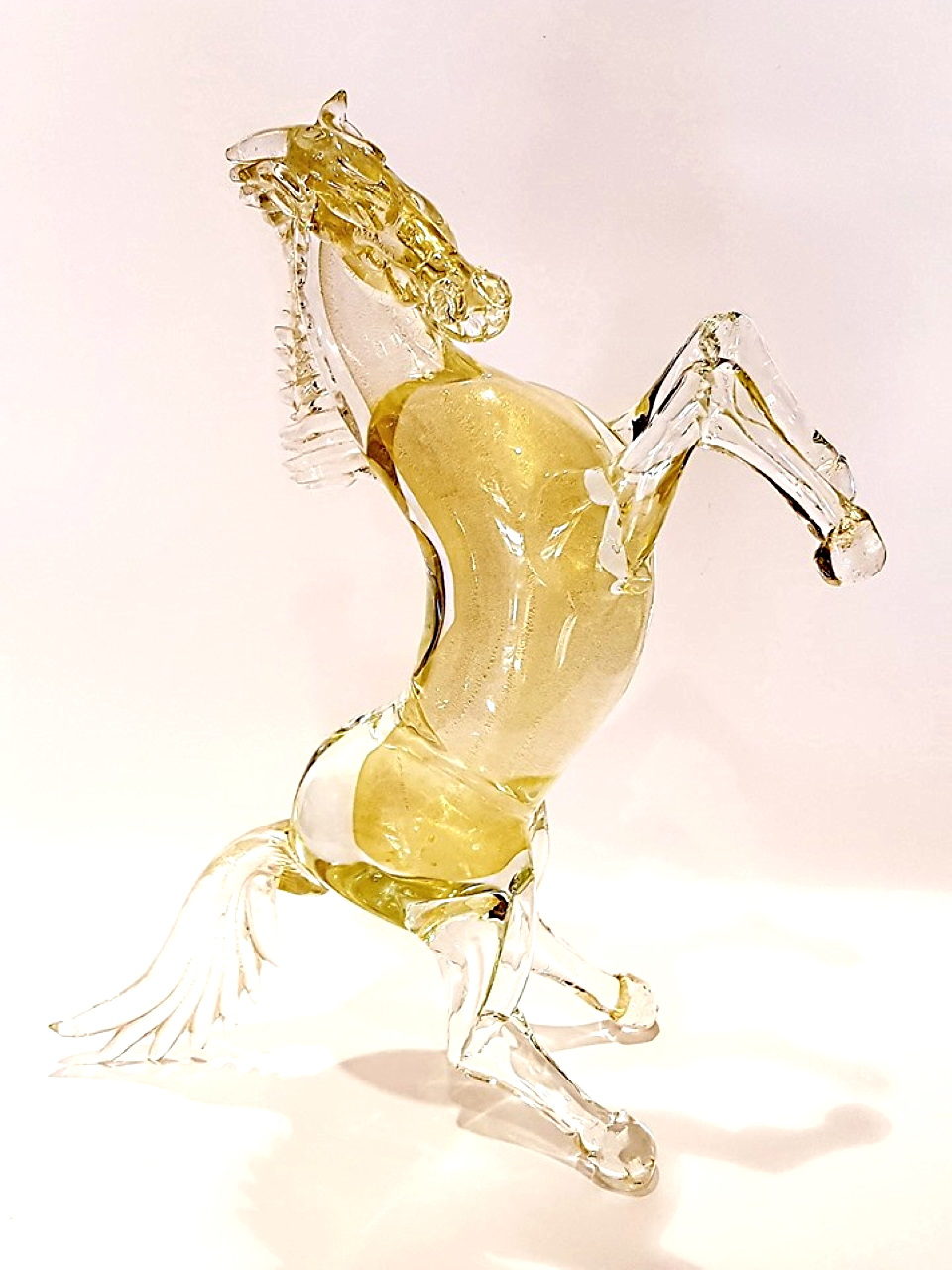 Cavallo dorato in vetro di murano