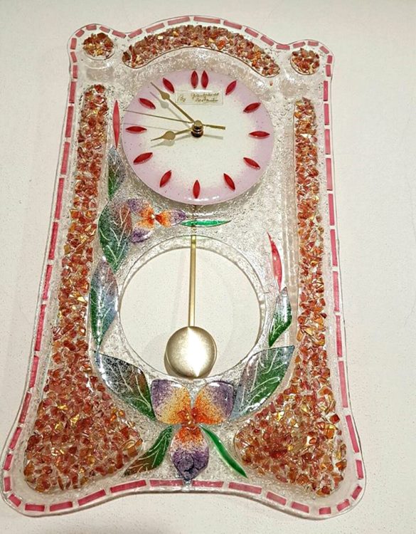 Orologio pendolo Malva vetro di Murano