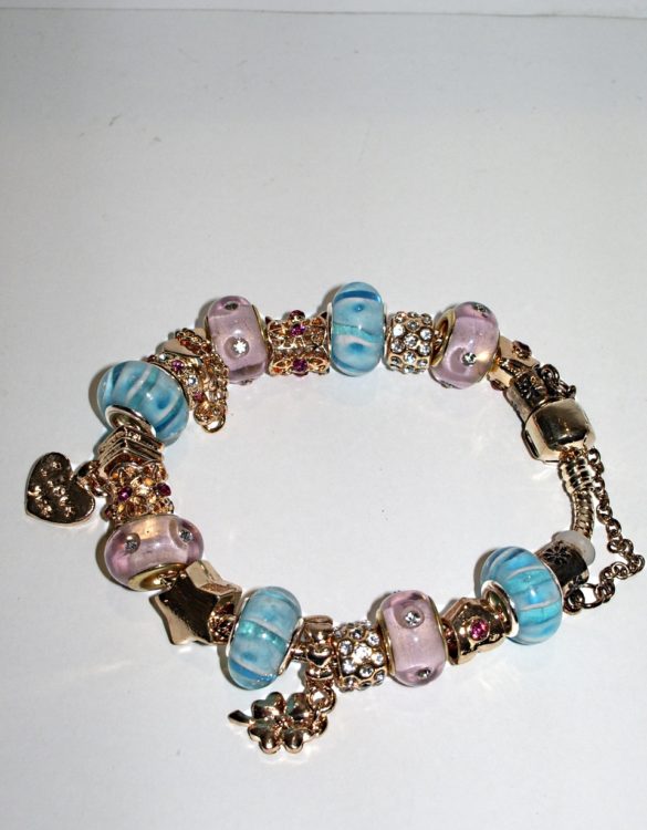 Braccialetto tipo pandora con perle veneziane oro