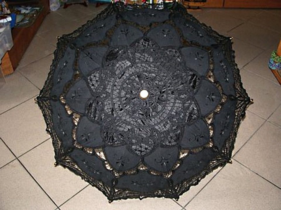 Ombrello pizzo veneziano artigianale nero