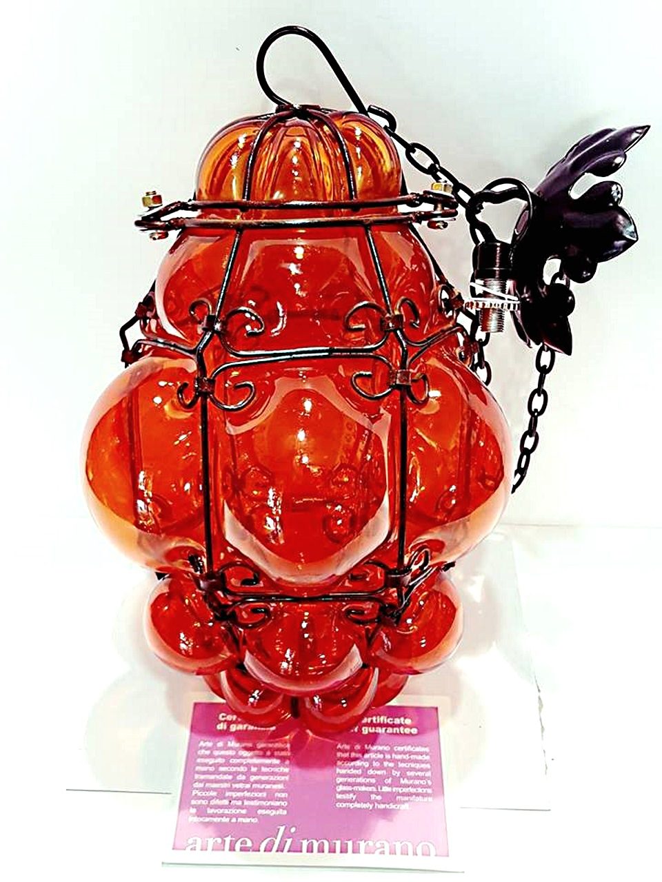 Lanterna veneziana in vetro artistico colore arancio