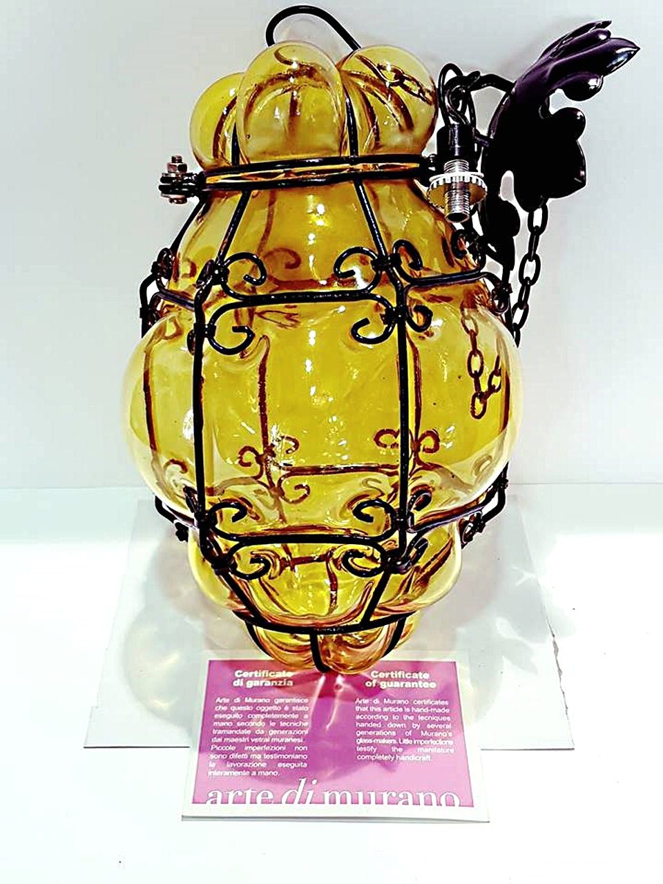Lanterna veneziana in vetro artistico colore giallo