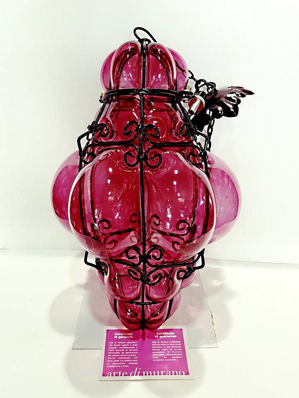Lanterna veneziana grande in vetro artistico colore viola