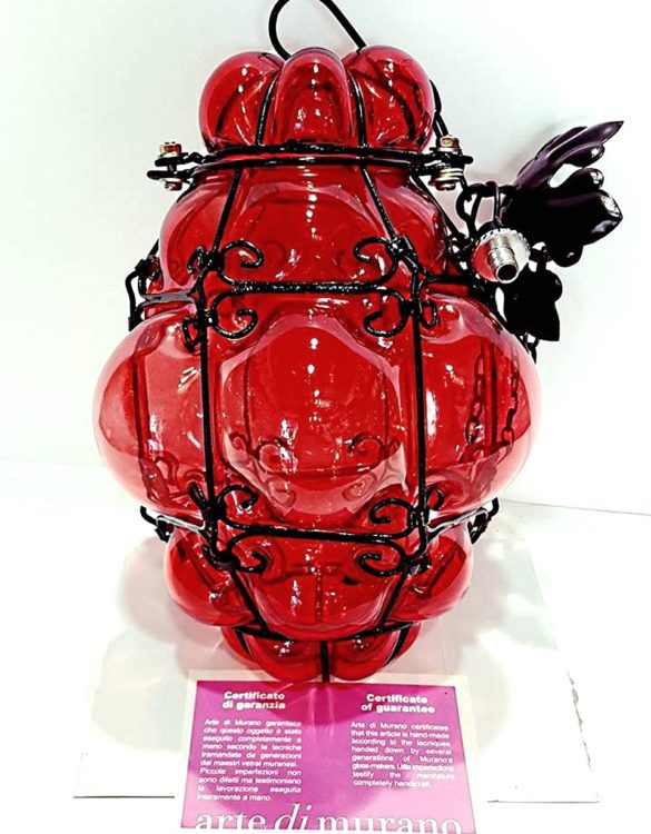Lanterna veneziana in vetro artistico colore rosso