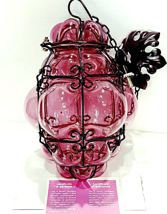 Lanterna veneziana in vetro artistico colore viola