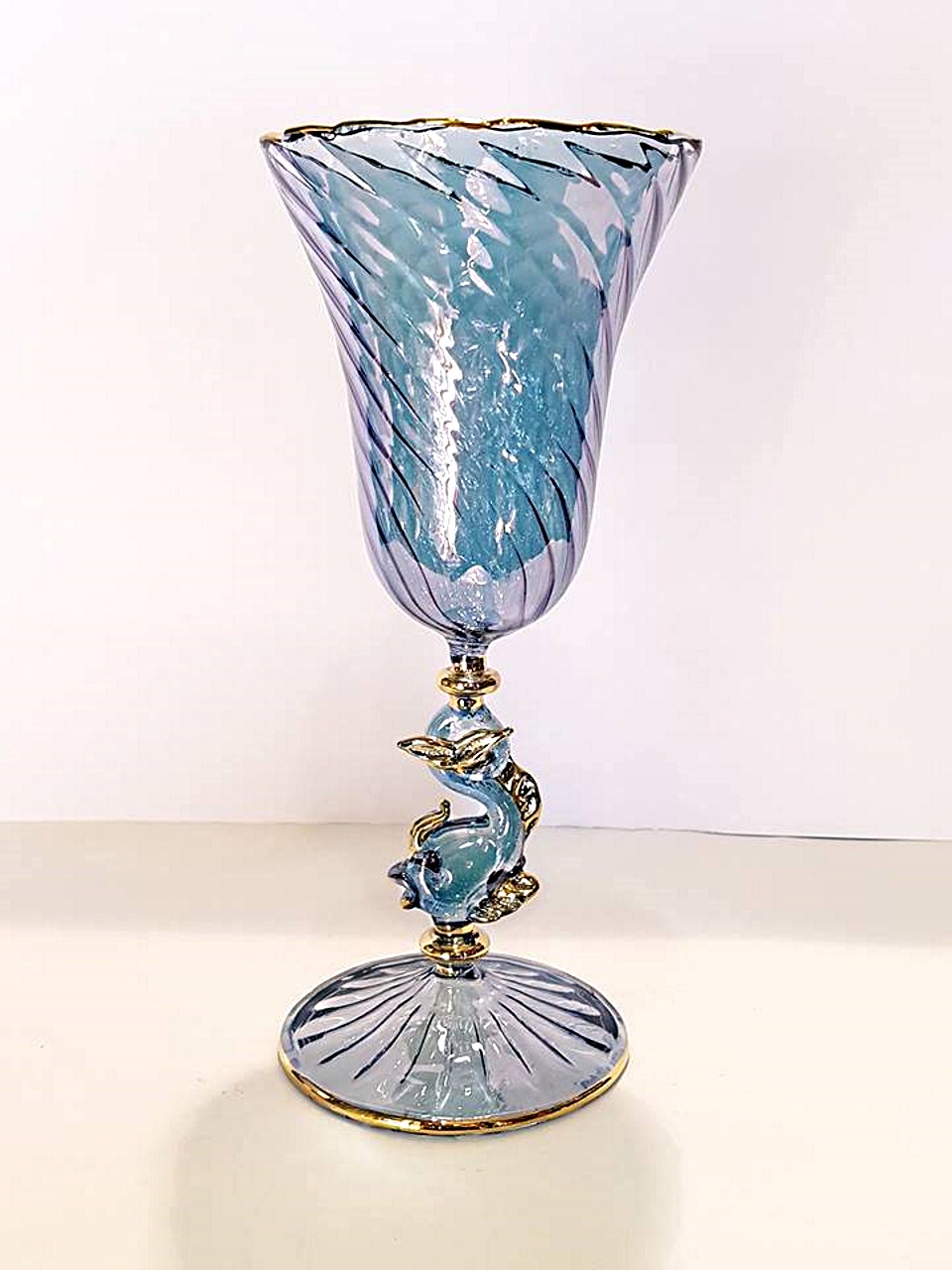 Bicchiere tipetto gambo cigno blu
