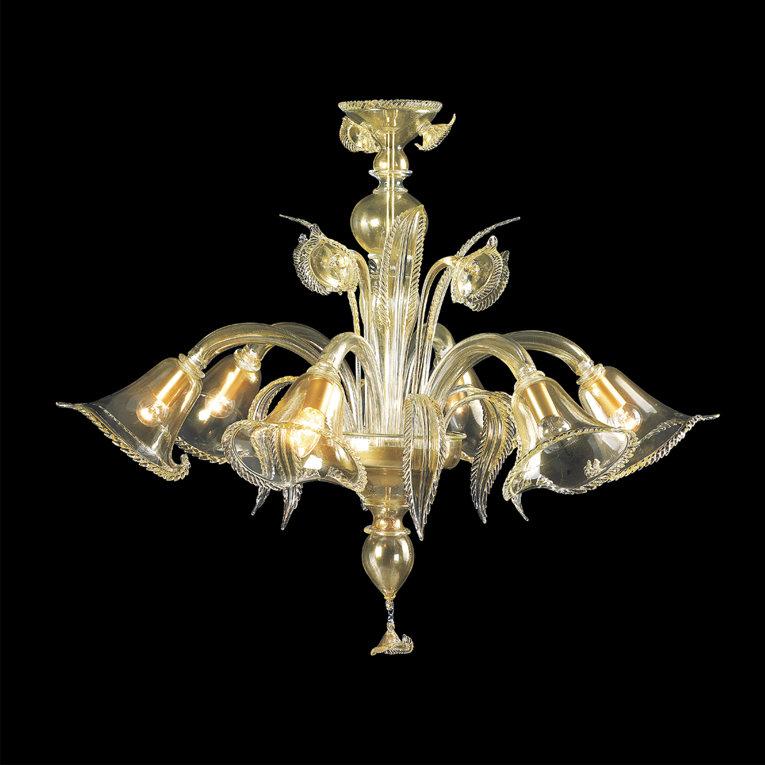 Lampadario calle oro vetro murano 6 luci — venturini souvenirs ... Lampadari vetro murano