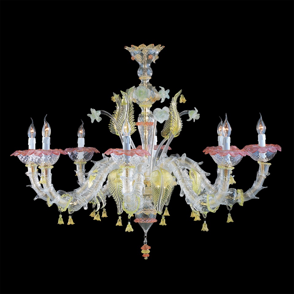 Lampadario vetro di murano onde 8 luci — venturini souvenirs vetro ... Lampadario in vetro di murano