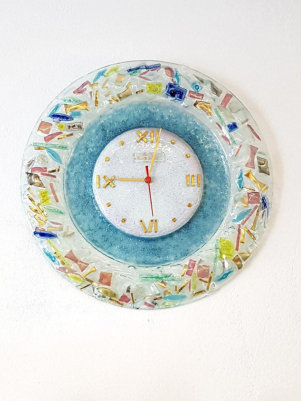 Orologio multicolore vetro di murano rotondo