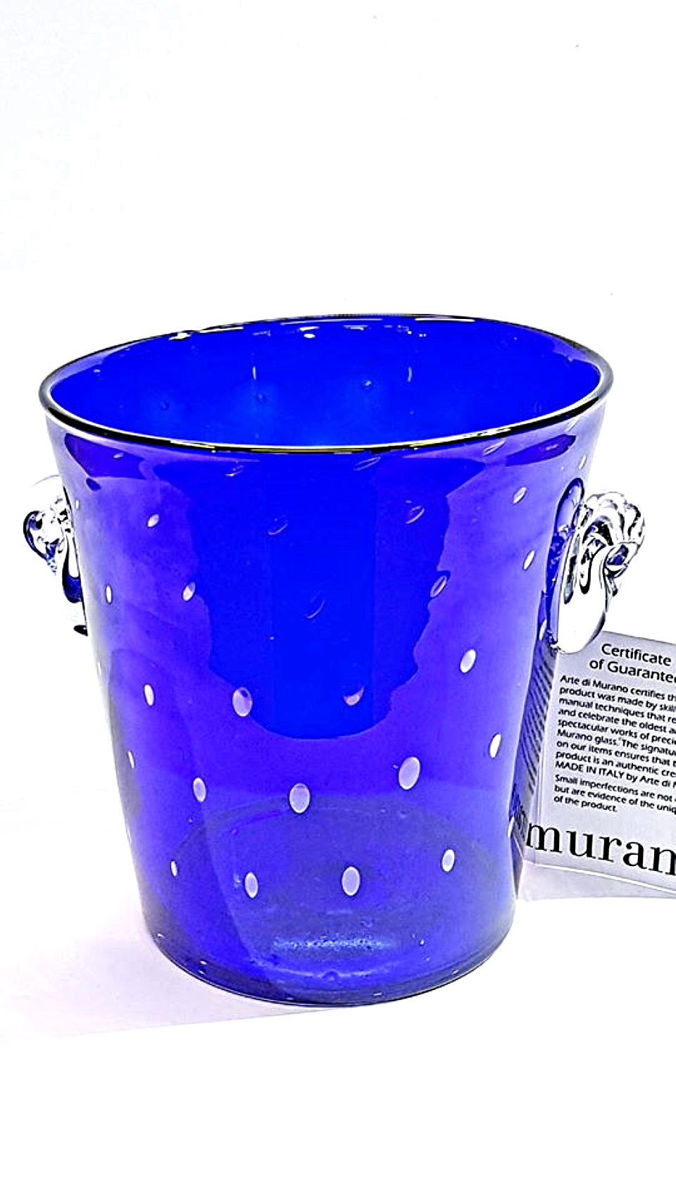 Porta ghiaccio in vetro di Murano blu
