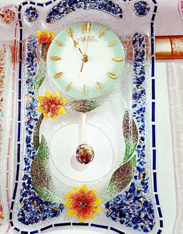 Orologio pendolo girasole in vetro di murano