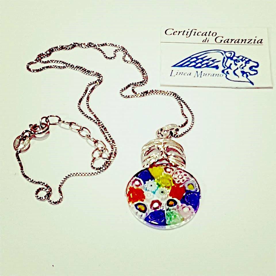 Pendaglio murrina in argento con maschera