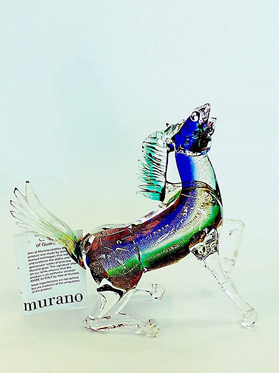 Cavallo in vetro di murano seduto colore missoni