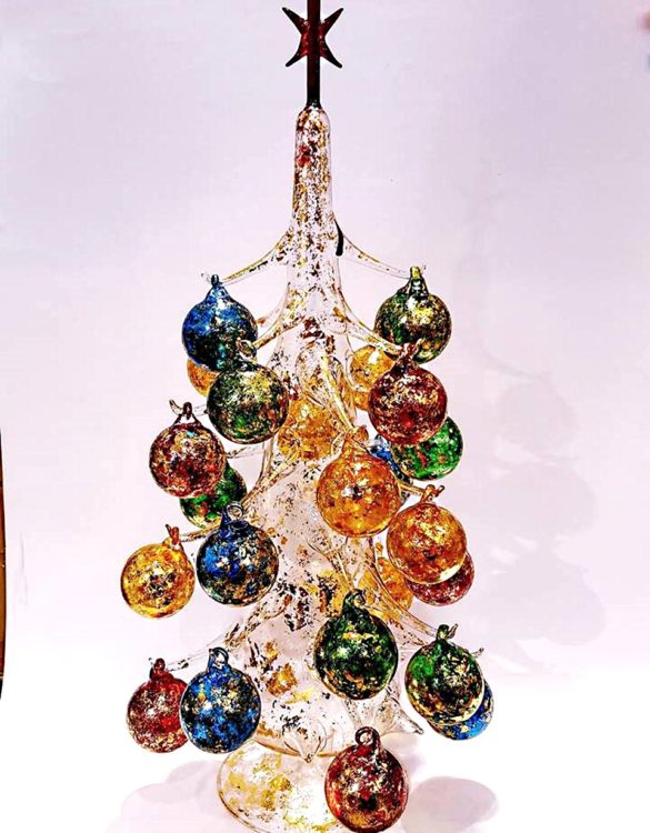 Alberello Natale.Albero Di Natale In Vetro Dorato Piccolo Venturini Souvenirs Vetro Di Murano E Souvenirs