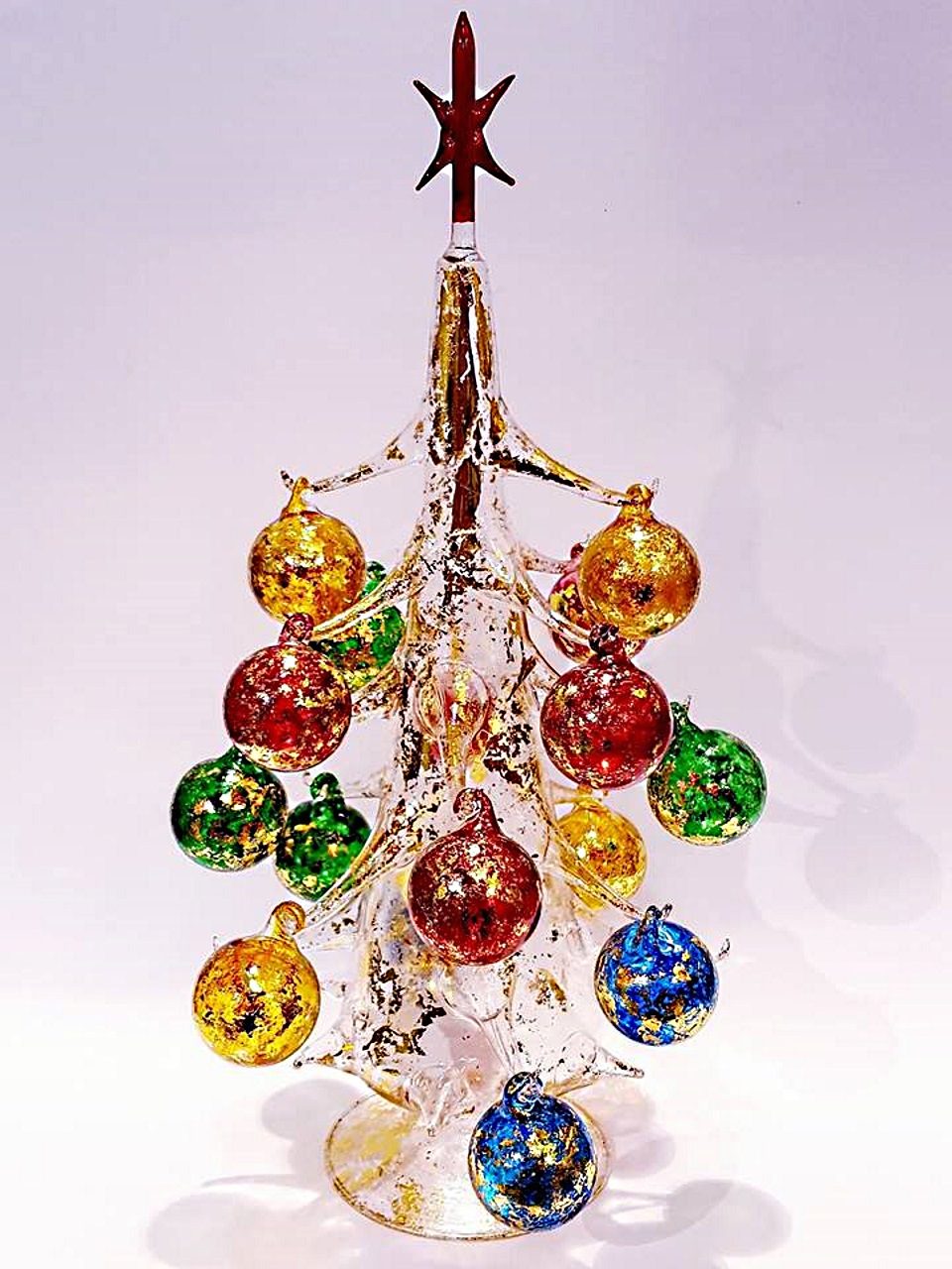 Decorazioni Natalizie In Vetro Soffiato.Albero Di Natale In Vetro Soffiato Dorato Cm 40 Venturini Souvenirs Vetro Di Murano E Souvenirs