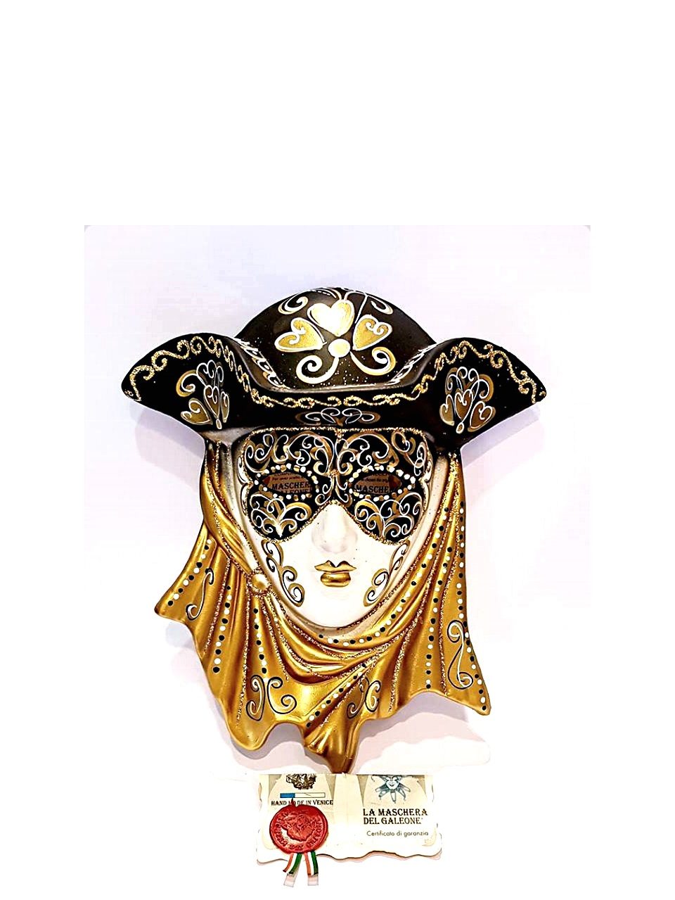 Maschera veneziana casanova dorata